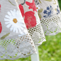 Round Tablecloth with linen lace (meadow flowers print)