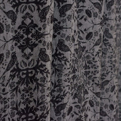 Linen Curtain with bird pattern (width 233 cm, black)