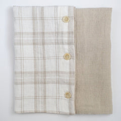 Luxury Plaid Linen Pillowcase With/Without Buttons