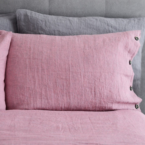 Luxury Linen Old Rose Pillowcase With/Without Buttons
