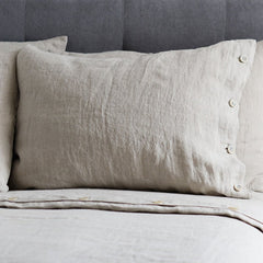 Luxury Natural Linen Color Pillowcase With/Without Buttons