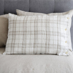 Luxury Plaid Linen Pillowcase With/Without Buttons