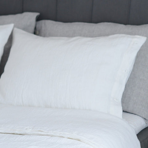 Luxury White Linen Pillowcase With/Without Buttons