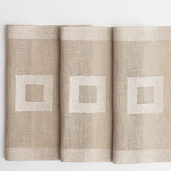 Table runner Boucle with square tracks Linen Room Latvia 80 x 45 cm natural linen 