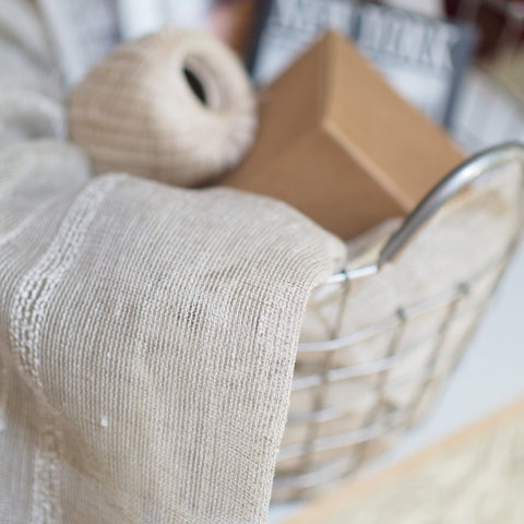 Linen Curtain with woven boucle stripes